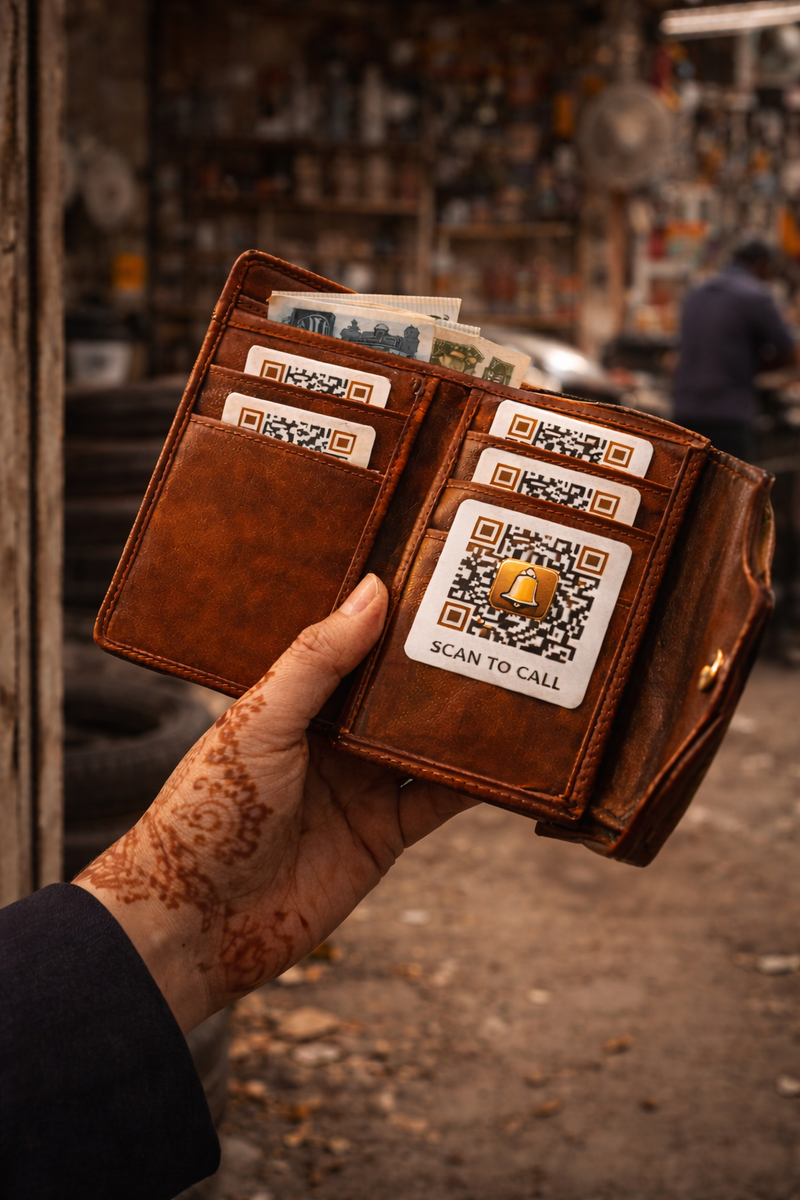 QR ایمرجنسی کارڈ بٹوے میں — ہر وقت ساتھ